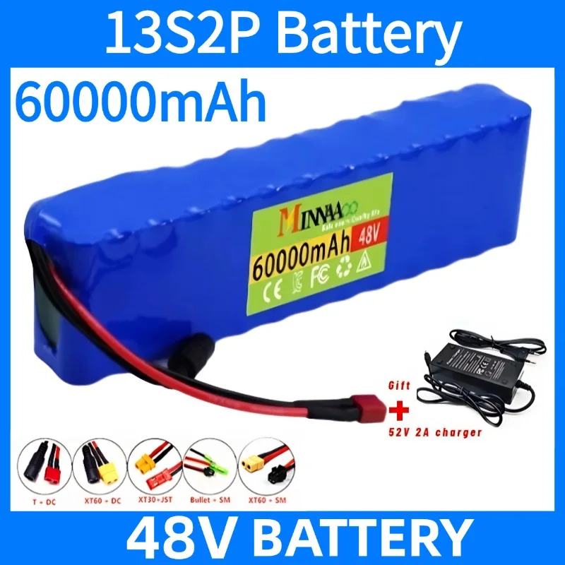 

13S2P 48V 100000mAh 100Ah Lithium-ion Battery Pack with 250W 350W 500W 750W 1000W BMS And a complimentary 54.6V charger