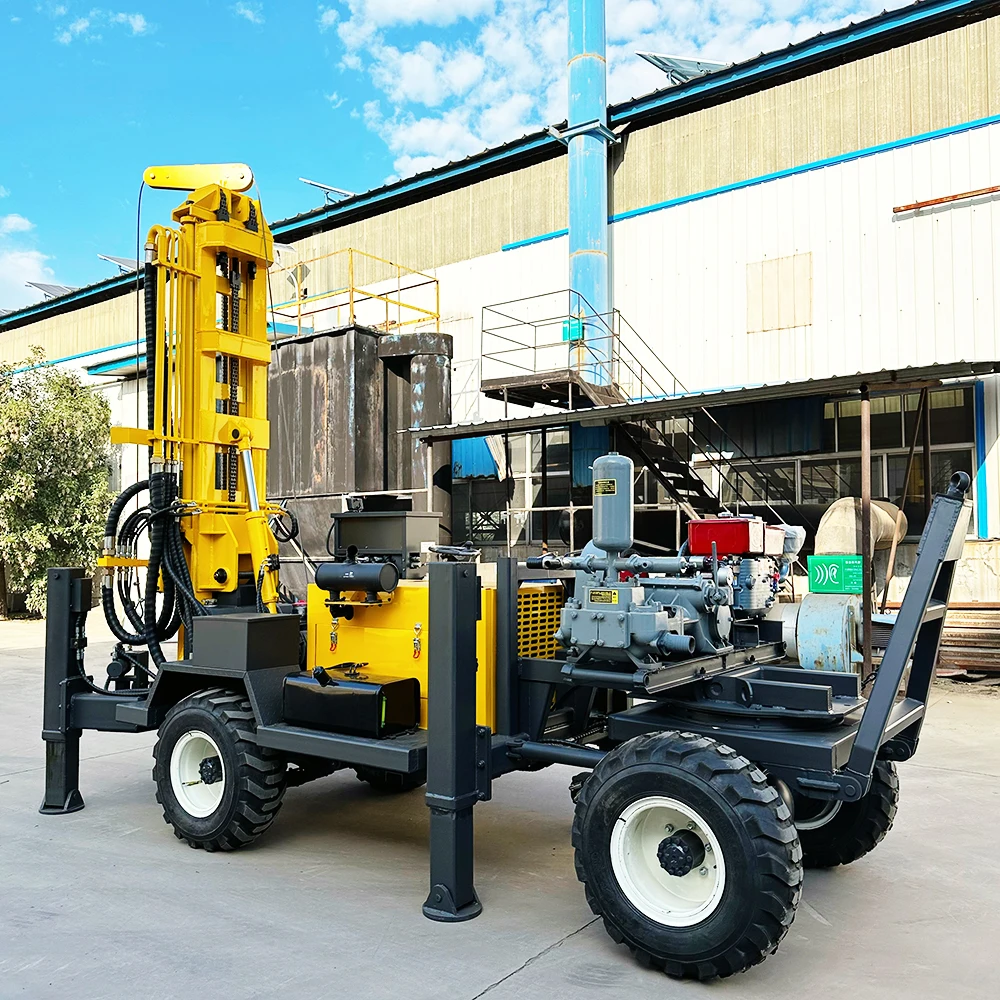 Customized 200m 300m Deep Hole Water Well Drilling Rig With Mud Pump  Underground Borehole Machine Equipment