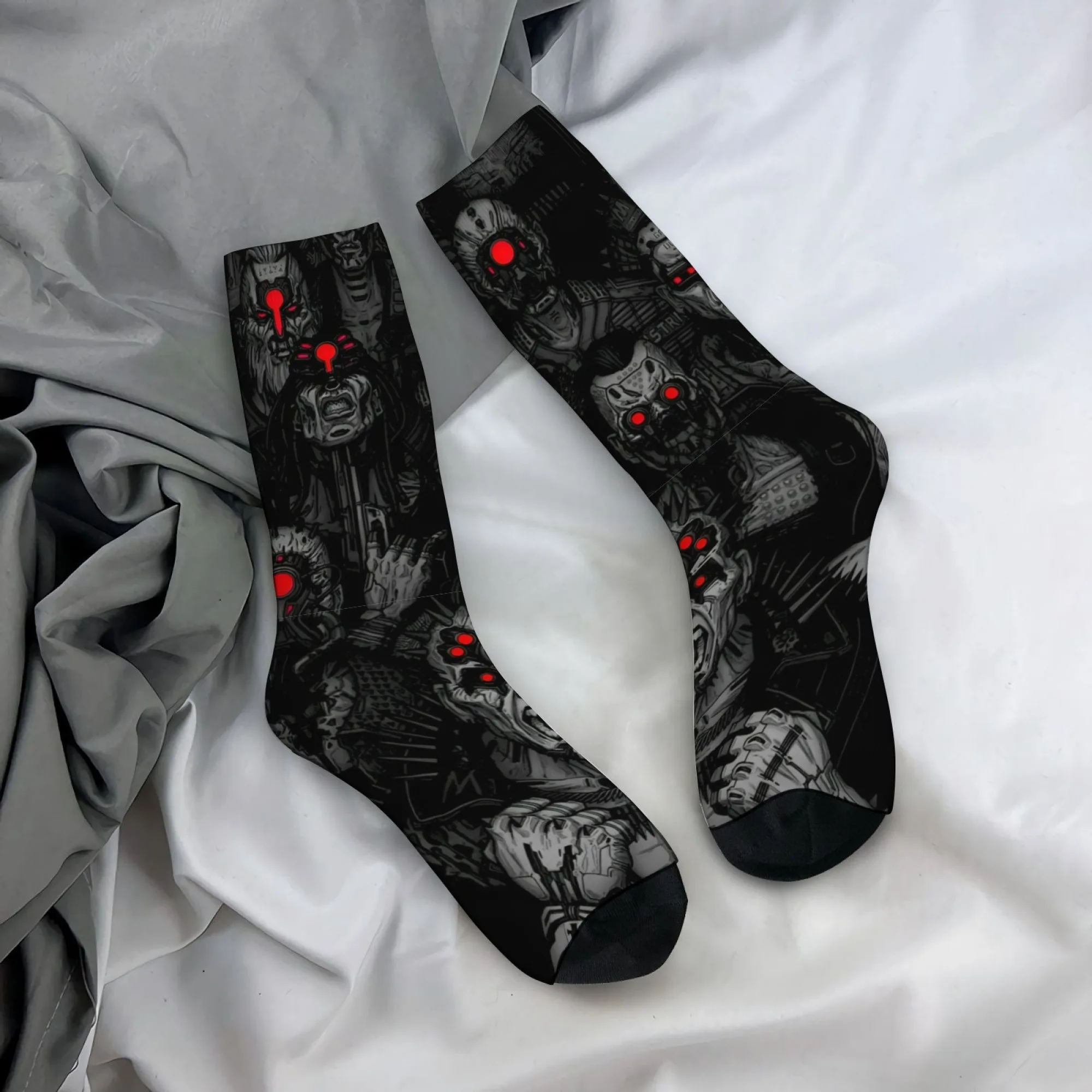 Novel Harajuku retro style dark cyberpunk skull print men's socks, comfortable, breathable, non-slip, casual socks, party gift.