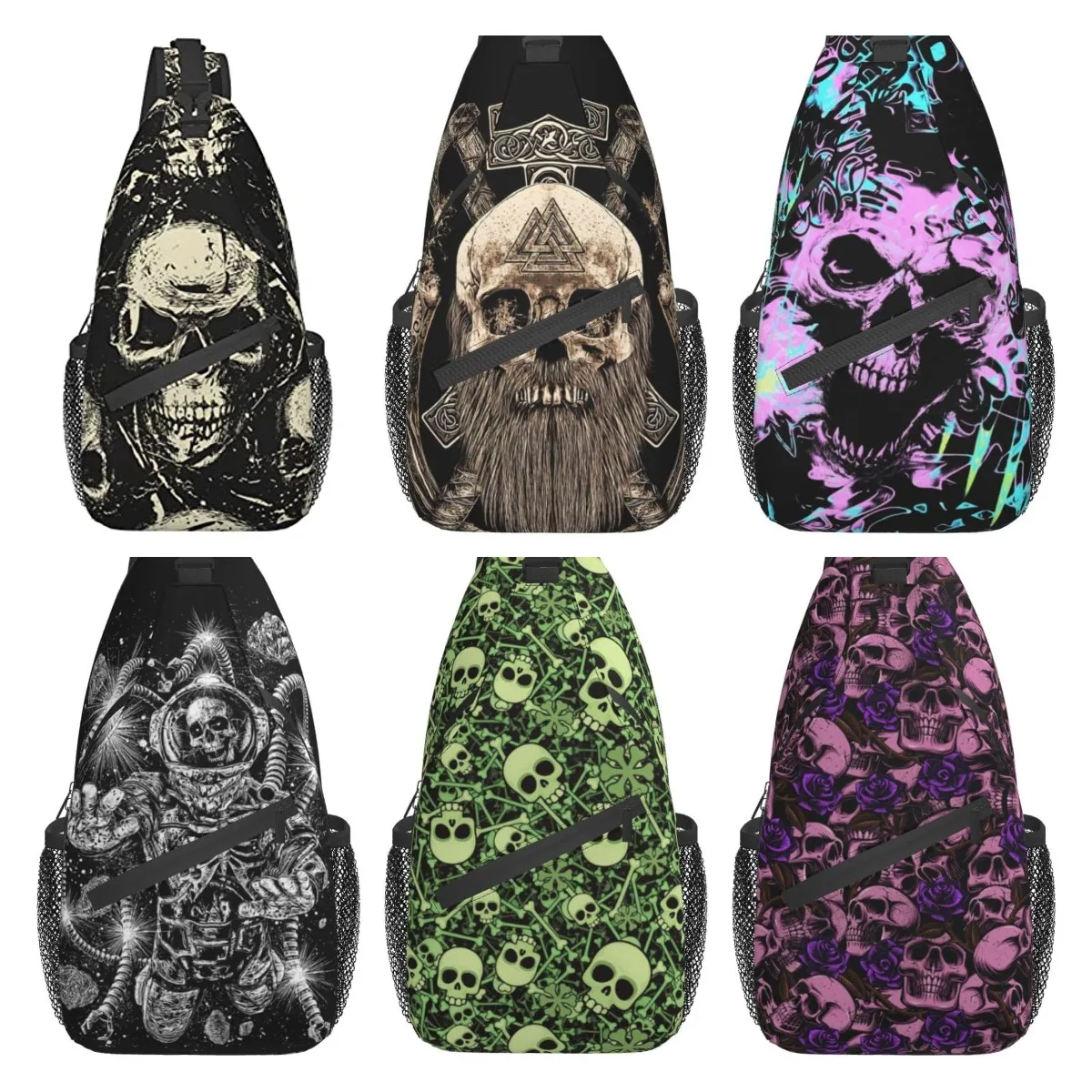 Sugar Skull-Sacs de poitrine à bandoulière pour hommes et femmes, sac à dos à bandoulière, sac à dos de voyage, sac à dos de randonnée, sac à