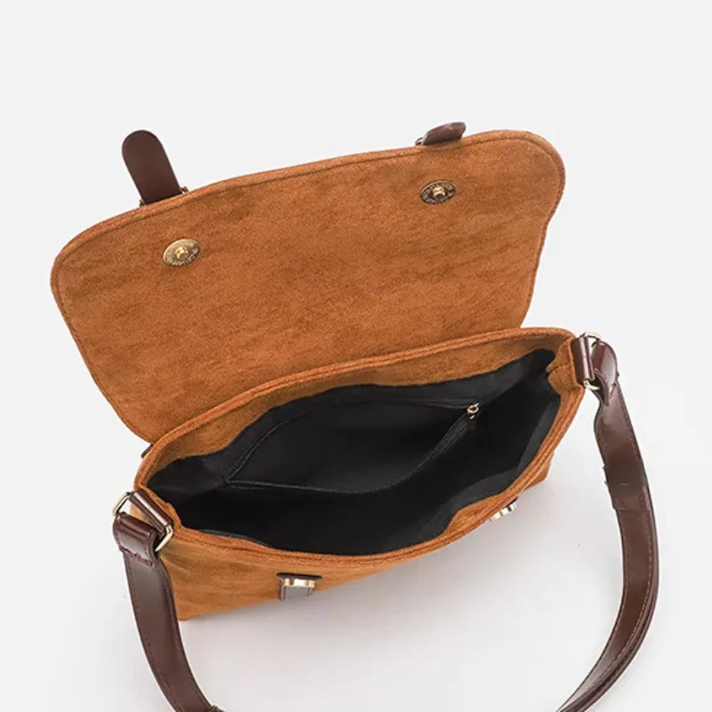 2025 موضة جديدة ريترو الجلد المدبوغ حقيبة ساعي ميلارد سعة كبيرة الكتف حقيبة كروسبودي اليومية حقيبة كتف عادية للنساء #5