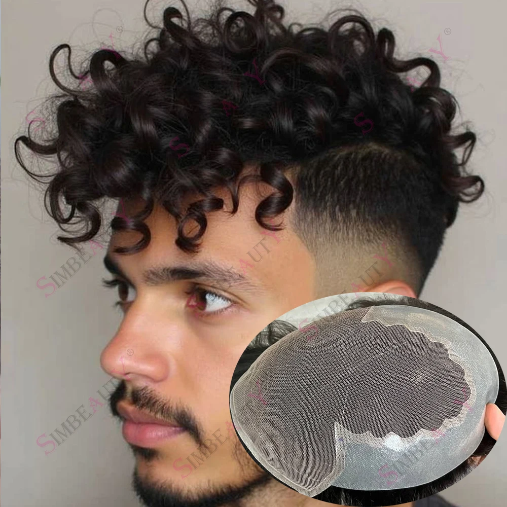 

Мужской парик 28 мм 22 мм вьющаяся волна прочный Q6 кружевной парик из искусственной кожи европейские человеческие волосы 24 мм кудри кружевная передняя система замены мужских волос