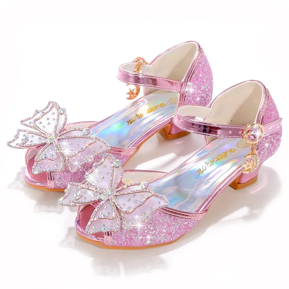 Children Ariel Mermaid Sandals Cinderella Halloween Flats Little Girls Summer Carnival Princess Mary Jane Shoes Glitter Shoes