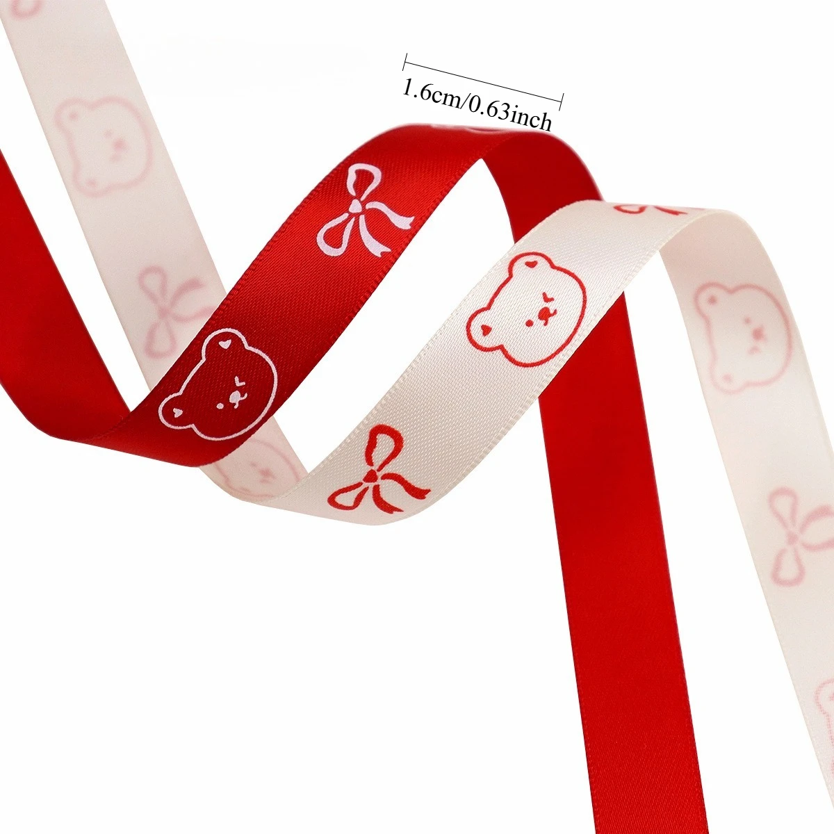 2 Stück Valentinstag-Band mit niedlichem Bären-Design, perfekt zum Verpacken, Backen, Dekorieren von Blumenarrangements, Band