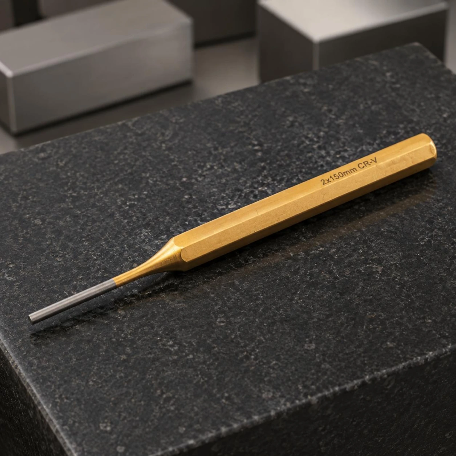 Center Punch Hexagonal Body Hex Center Punch Marking Tool 150 Mm Gold and Silver for Metalworking, Workshop