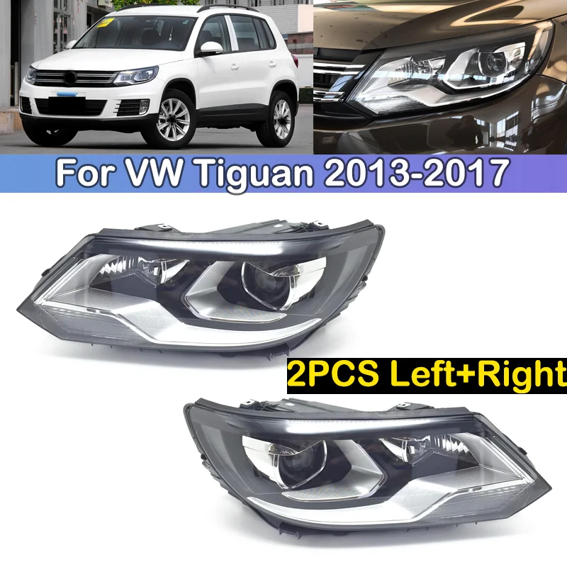 DCGO 2pcs Front bumper Headlight headlamp head light head lamp For VW Volkswagen Tiguan 2013 2014 2015 2016 2017