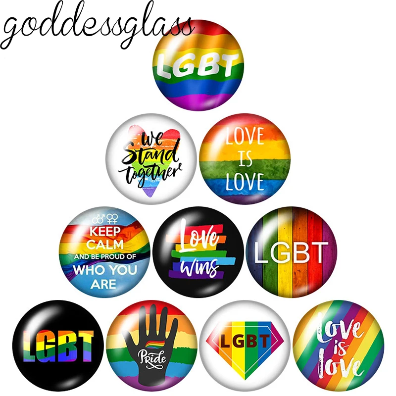 

Модные стеклянные кабошоны «Любовь есть любовь» с радужным флагом и сердцами, 12 мм/18 мм/20 мм/25 мм, круглые, с плоским основанием, для изготовления украшений