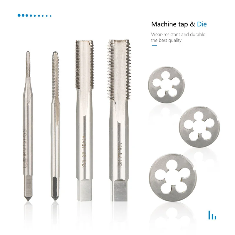2pcs torneira métrica e die set mão e máquina de rosca da torneira broca mini ferramenta fio m1.1/m2/m2.2/m2.5/m3.5