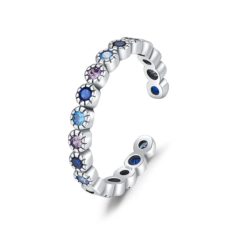 

Apexelle Brand Fashion Jewelry 925 Sterling Silver Rings Colorful Round Zirconia Ring Adjustable Size Fine Jewelry