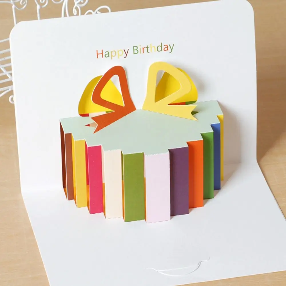 

Handwriting 3D Birthday Cake Cards Thank You Blessing Birthday Pop-Up Cards Invitation Folding Birthday Greeting Cards