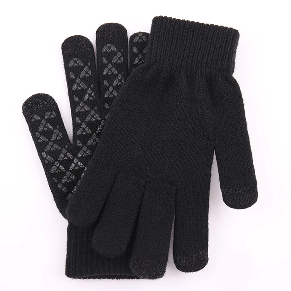 

2Pairs Insulated Fleece Gloves Conductive Fingertips for Smartphones Outdoor Running Cycling Windproof Warm Knitted Unisex