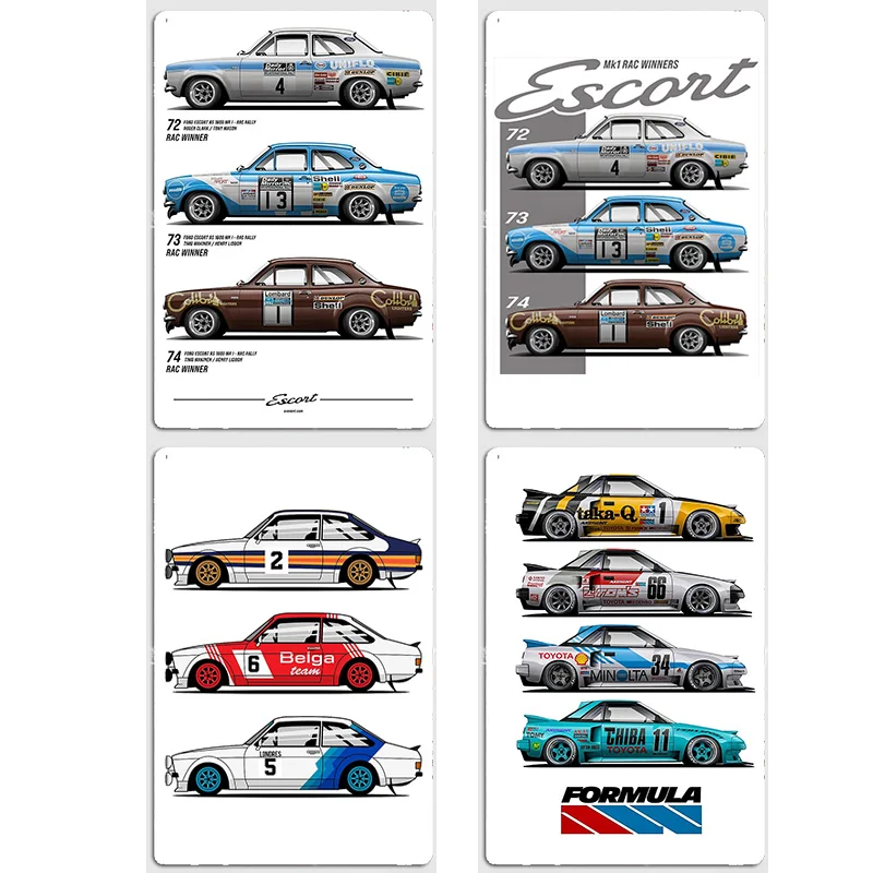 

Mk1 RAC Rally ESCORT RS1800 RALLY AW11 MR2 JDM Car Retro Metal Poster Sign Garage Club Indoor Wall Room Decoration Home Decor