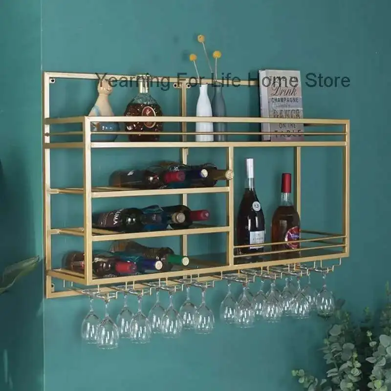 Stehender moderner Weinschrank, Luxus-Display, Bäckerecke, rustikaler Weinschrank, antiker Wandmontage, Metall, Estante, Bar-Dekoration