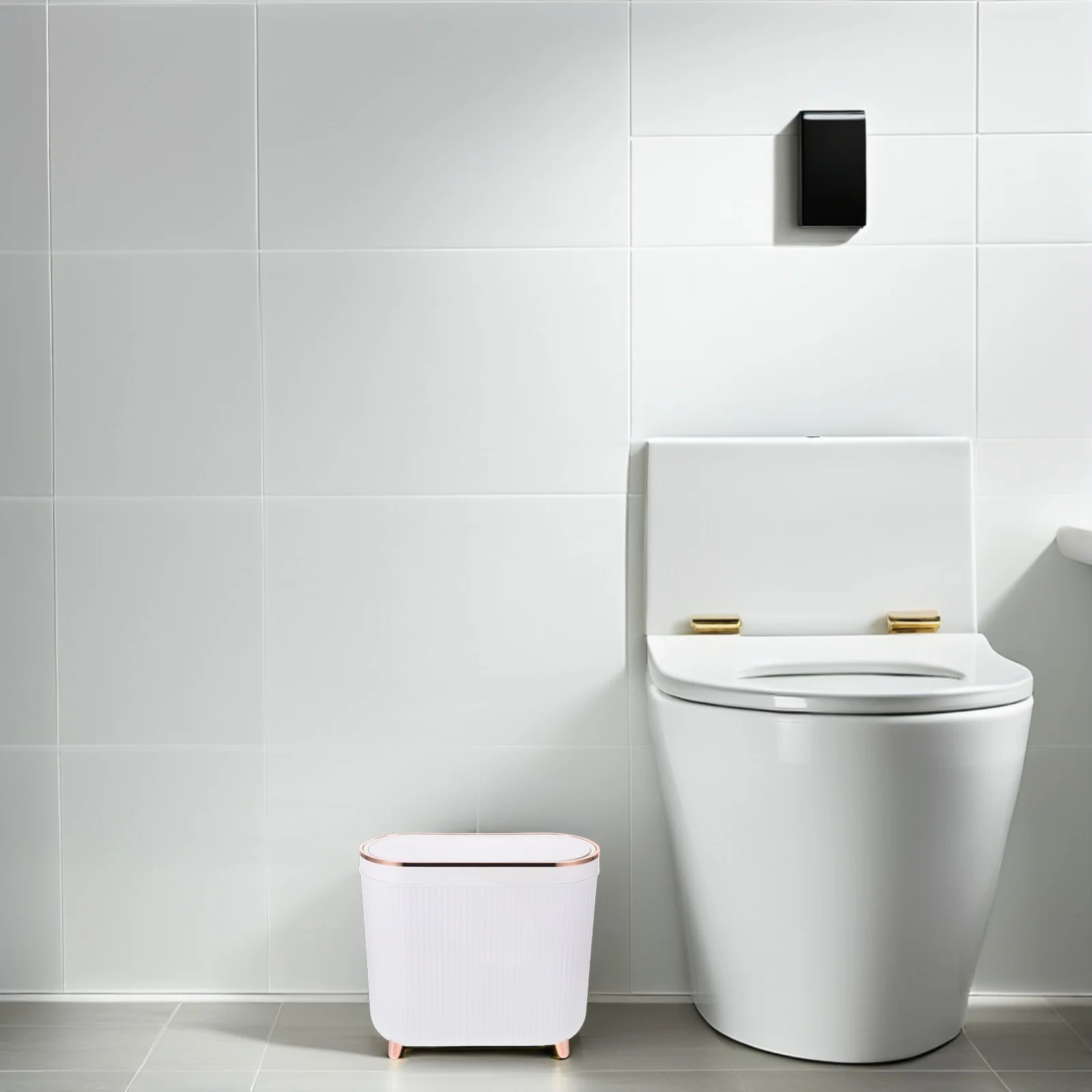 

12L Trash Can with Lid Bathroom Slim Waste Basket Odor-Sealing Elegant Design for Small Spaces Modern Home Hotel Bathroom Decor