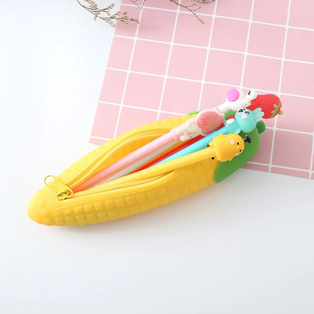 

3 Pcs High Capacity Vegetable Silicone Pencil Case Lightweight Portable Storage Supplies Alloy Bag for Students Teachers