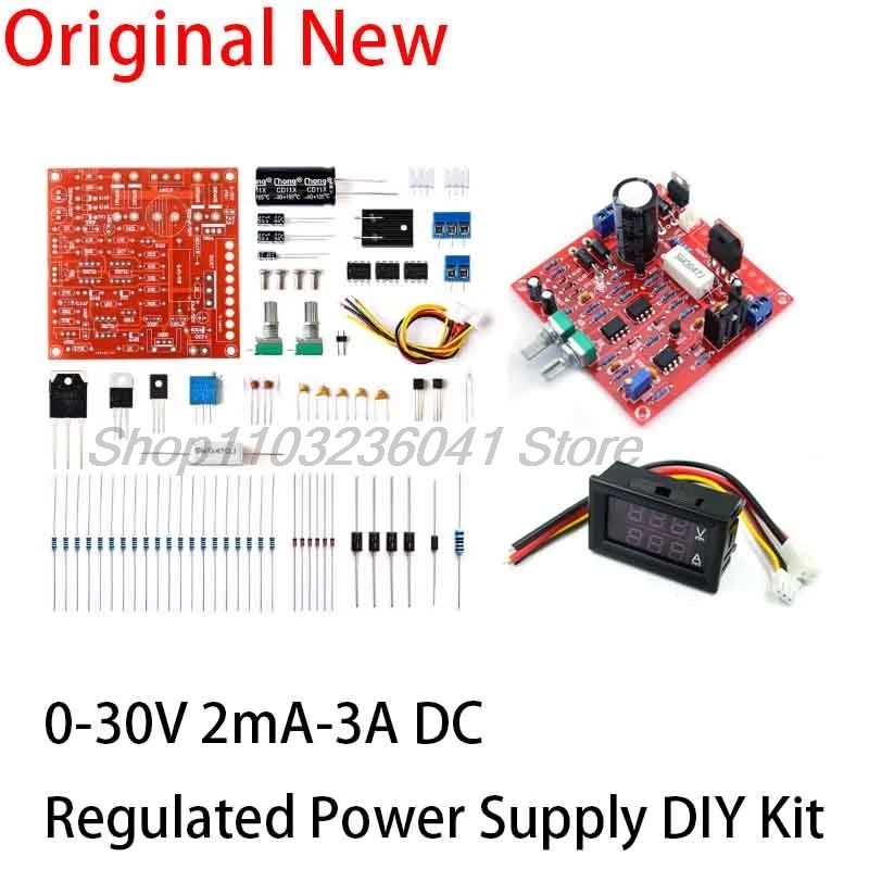 0-30V 2mA-3A DC Regulated Power Supply DIY Kit Continuously Adjustable Current Limiting Protection Voltage Regulator Set