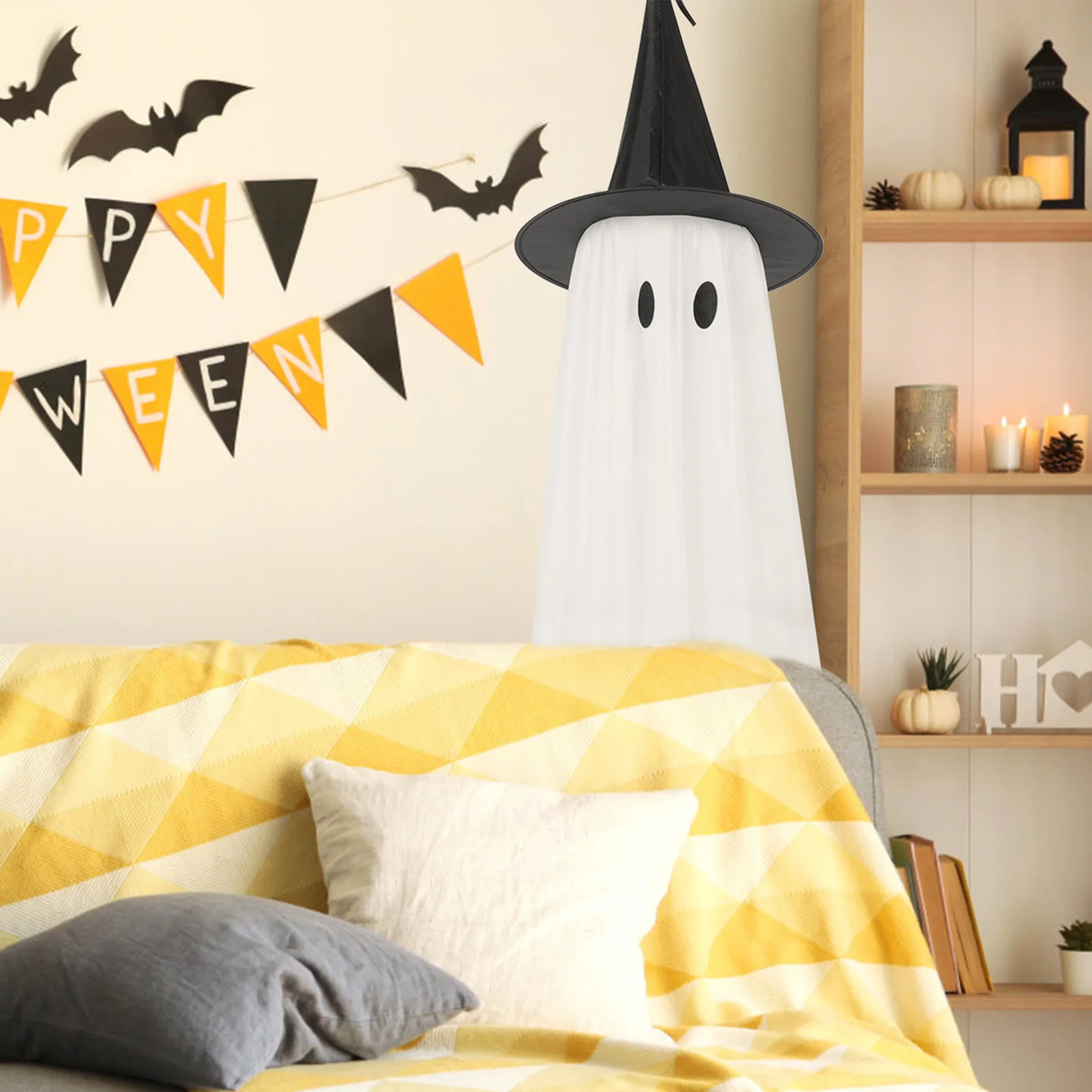 

1Pcs Halloween Pendant Ghost Hat Hanging Adornment Scary Hanging Decor Party Photo Props Halloween Party Decoration