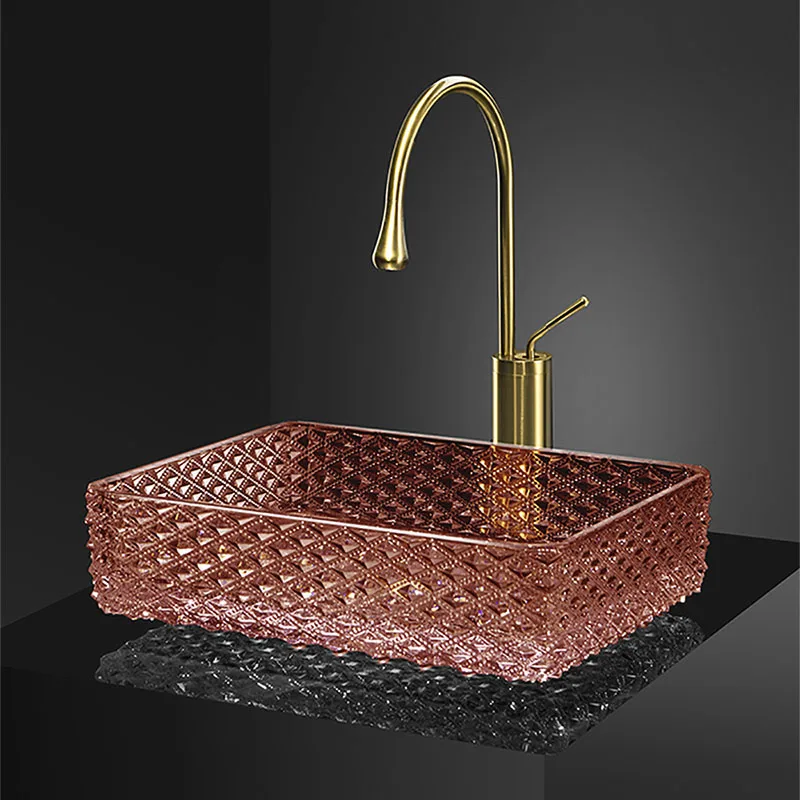 Light luxury crystal glass wash basin Die-casting art basin Transparent table basin Washbasin