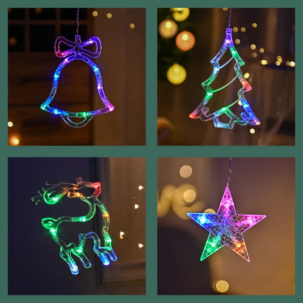 Christmas Lights LED Dear Star Moon String Light Fairy Curtain Garland Outdoor For Tree Holiday Party Xmas New Year Decoration