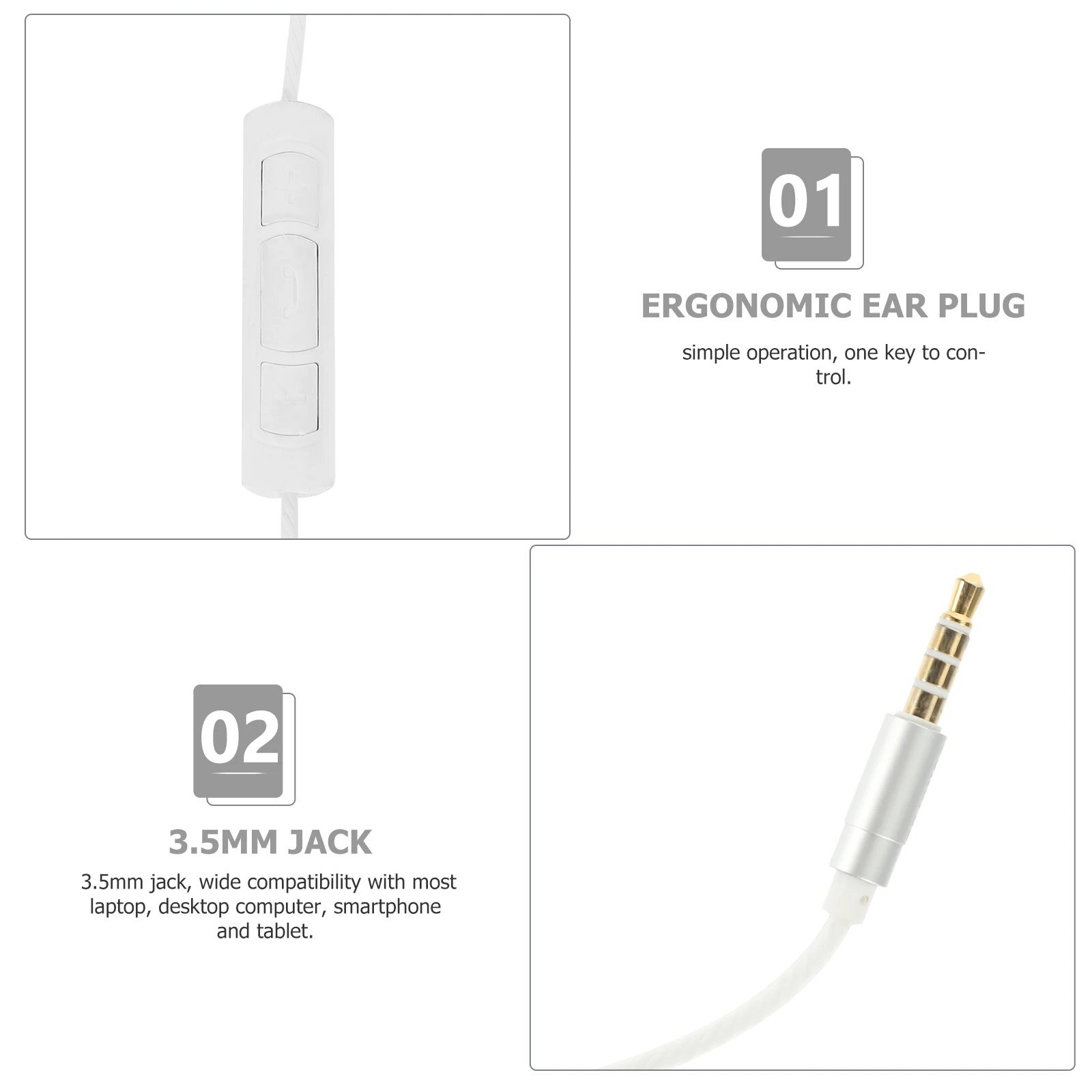 

Wired Earphones In-ear Ergonomic Design Powerful Bass 35mm Jack Compatibility Laptop Computer Smartphone Tablet Wired Ear Buds