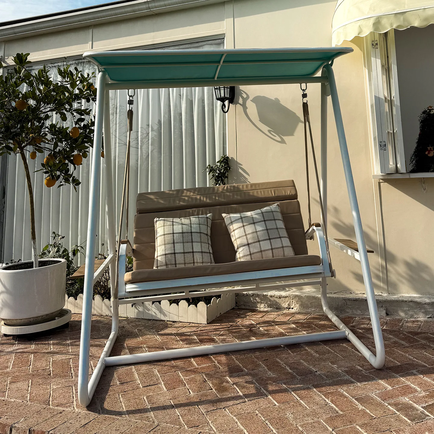 Double swing chair leisure balcony wrought iron hanging chair terrace courtyard