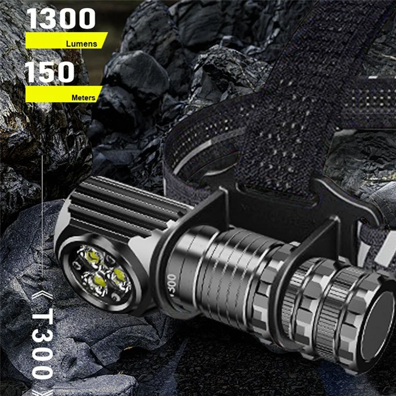 ABDE-XINSITE 다기능 강력 헤드라이트 휴대용 방수 손전등 작업등 (야외 캠핑, 낚시, 비상용)