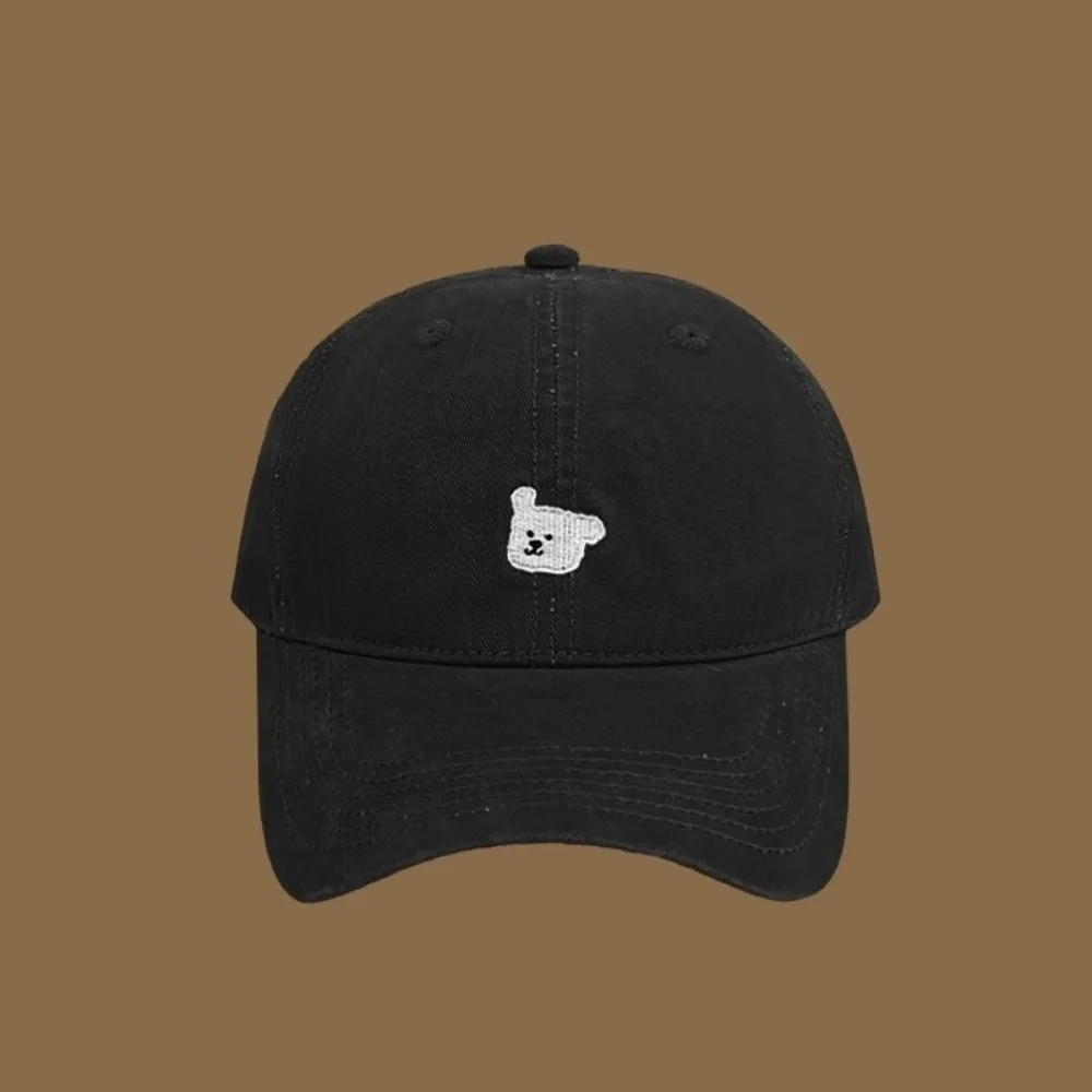 

Casual Korean Puppy Embroidery Cap Solid Color Cotton Men Women Baseball Cap Sweet Versatile Snapback Hat Unisex