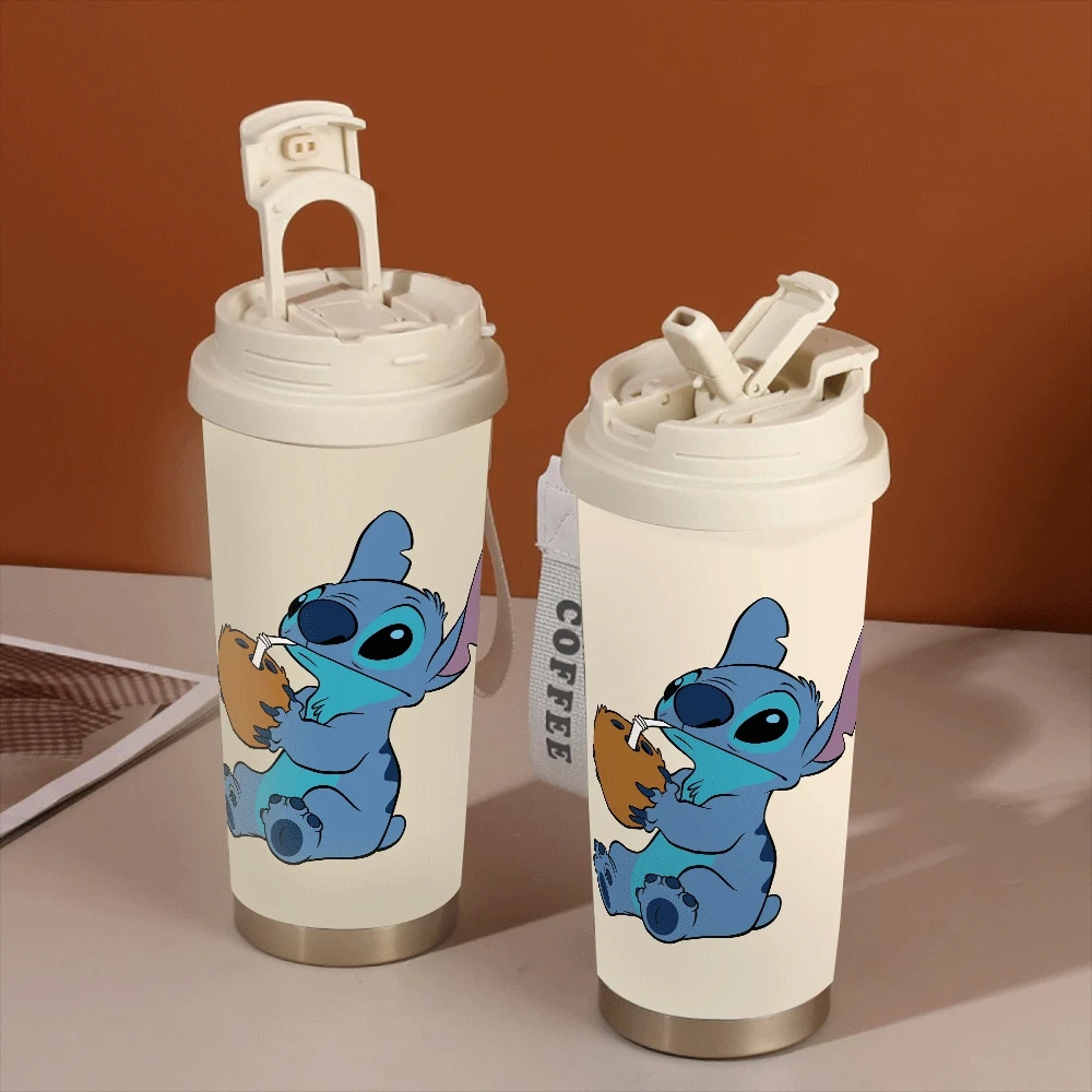 

Stitch Pattern Water Cup Leakproof Hildren Adults Portable Student Water Cup Lilo&stitch Cartoon Summer