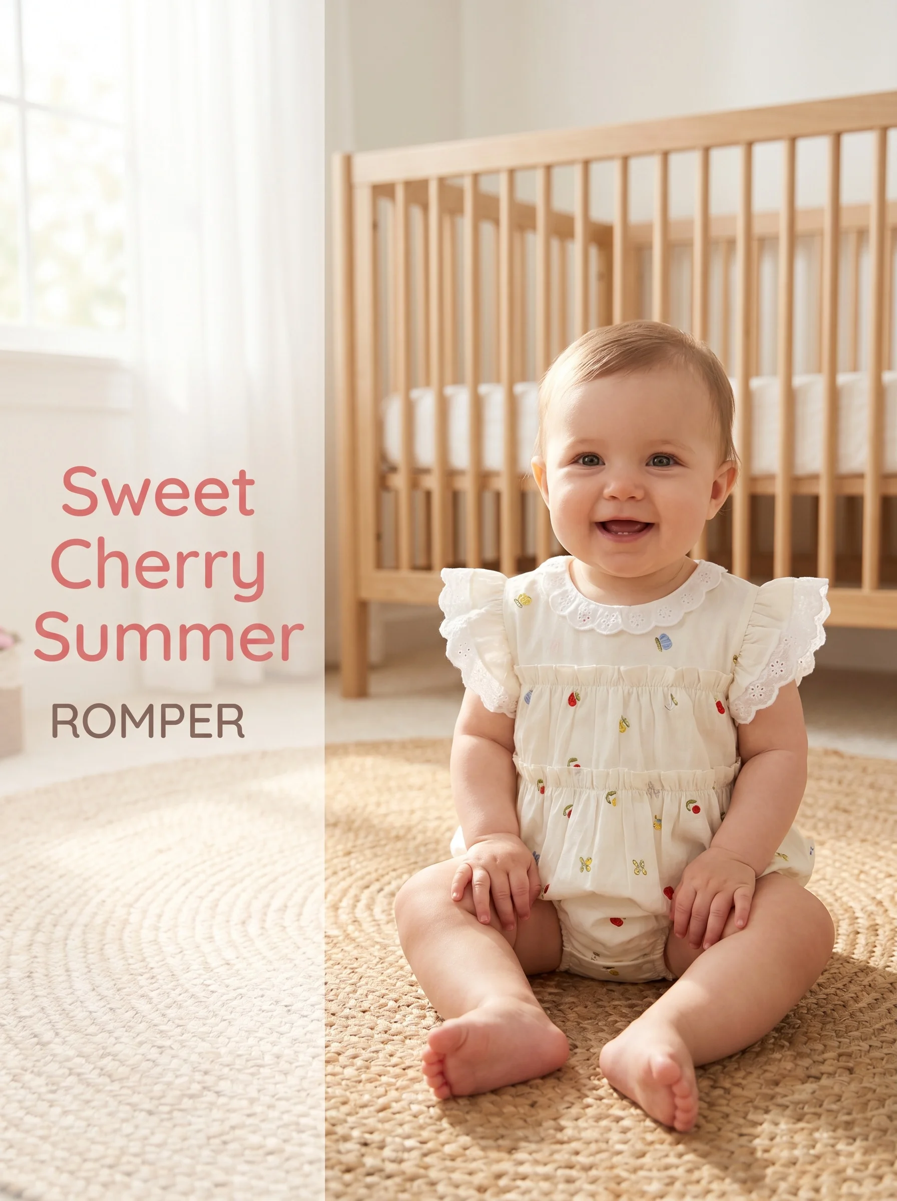 

2026 New Summer Baby Girl Bodysuit Thin Cute Cherry Printed Newborn One Peice for Full Month Baby Outfit