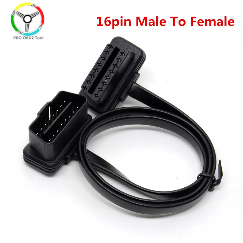 10pcs 30/60/100CM OBD2 Extension Cable Connector for Flat+Thin as Noodle 16 Pin Socket OBDII 16Pin Male to Female Car Scanner