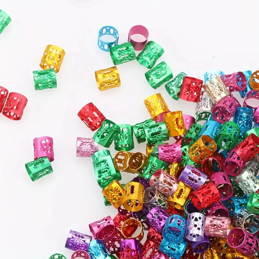 

100 шт., полые кольца для волос, дреды, бусины, кольца для кос, зажимы, замки для плетения волос, металлические манжеты, украшения/аксессуары