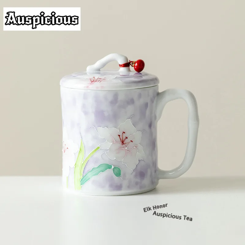 

190 мл Mengzi, ручная роспись, аромат лилии, кофейная кружка, пивная чашка, кружка для послеобеденного чая, бутылка для напитков, офисная чашка для воды, посуда