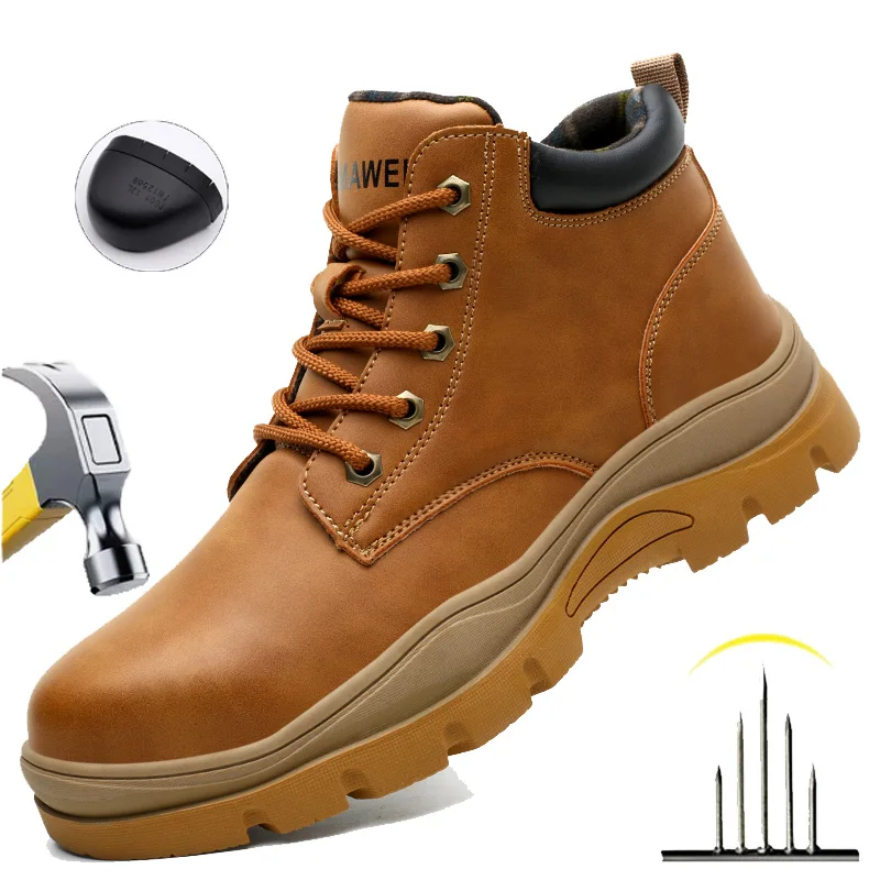 

Steel Toe Shoes for Men Indestructible Work Boots Waterproof Safety Shoes Working Anti-smash Anti-puncture Protective Sneakers