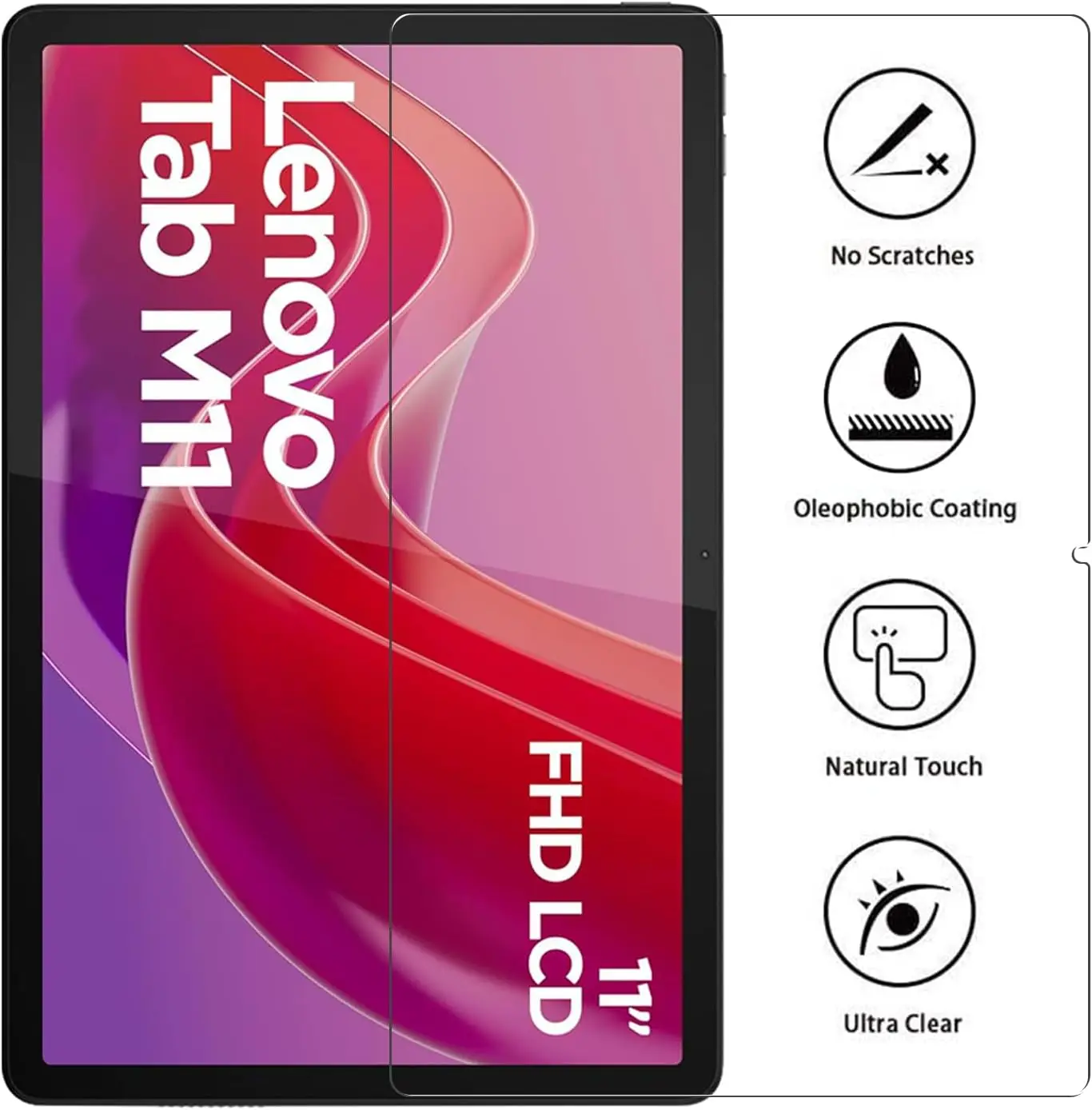 3 Stück HD kratz feste Displays chutz folie gehärtetes Glas für Lenovo Tab M11 11-Zoll 2024 Tablet Schutz folie