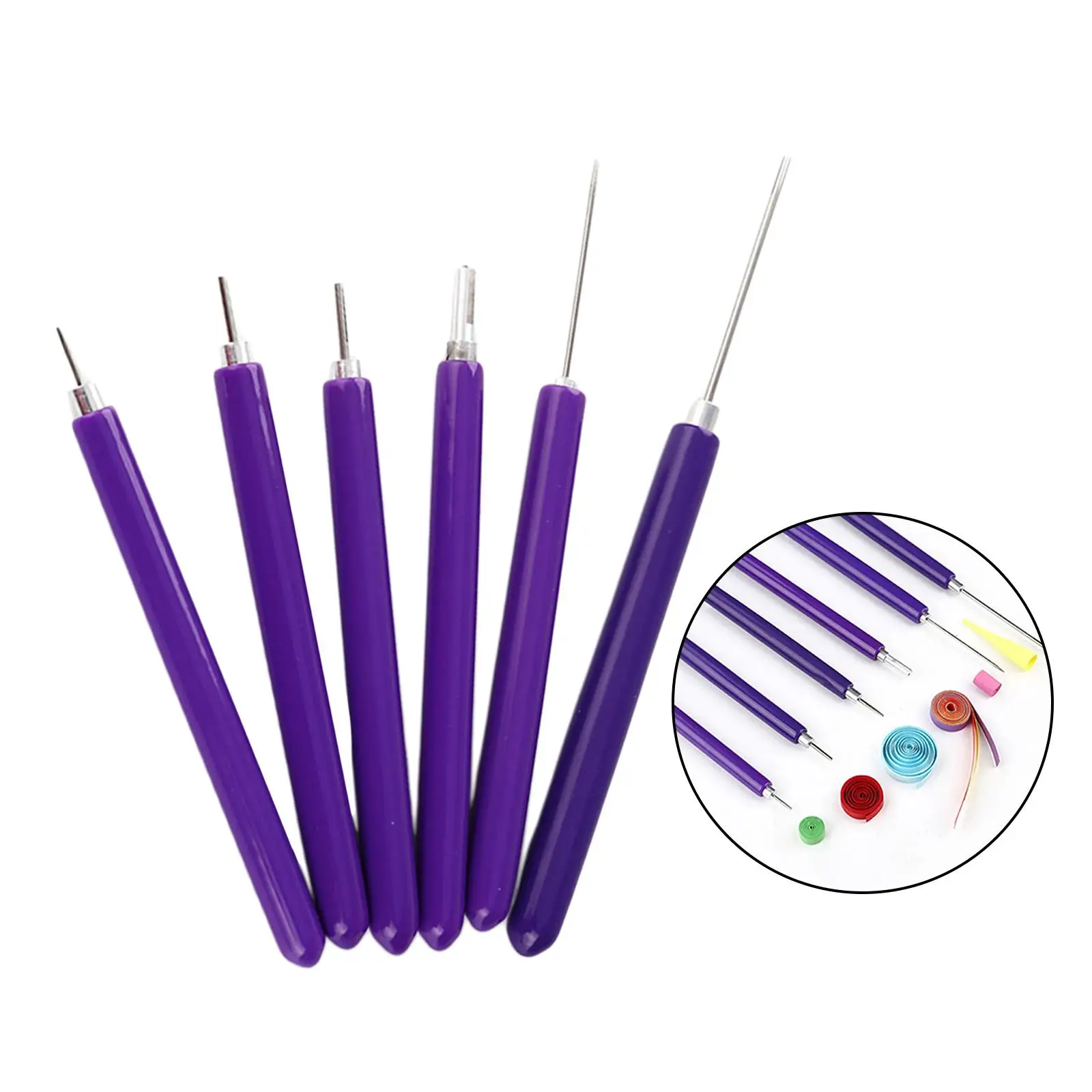 6pcs/set Slotted Flower Quilling Kit Pen Crafting DIY Different Sizes