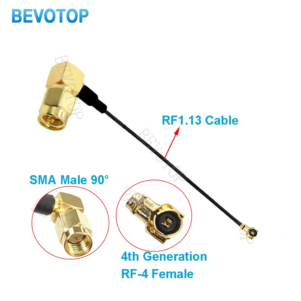 2PCS/lot MHF4 to SMA Jumper SMA Male 90° to IPX-4 MHF4 Female Jack WIFI Antenna Extension Pigtail RG113 RF1.13 Cable Adapter