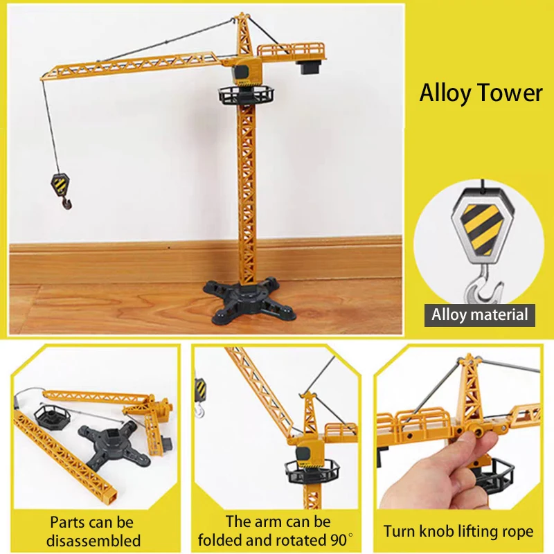 Forklift Bulldozer Excavator Tower Crane Engineering Vehicle Model Diecast Toys for Boys Alloy+Plastic Tractor Inertial Driving