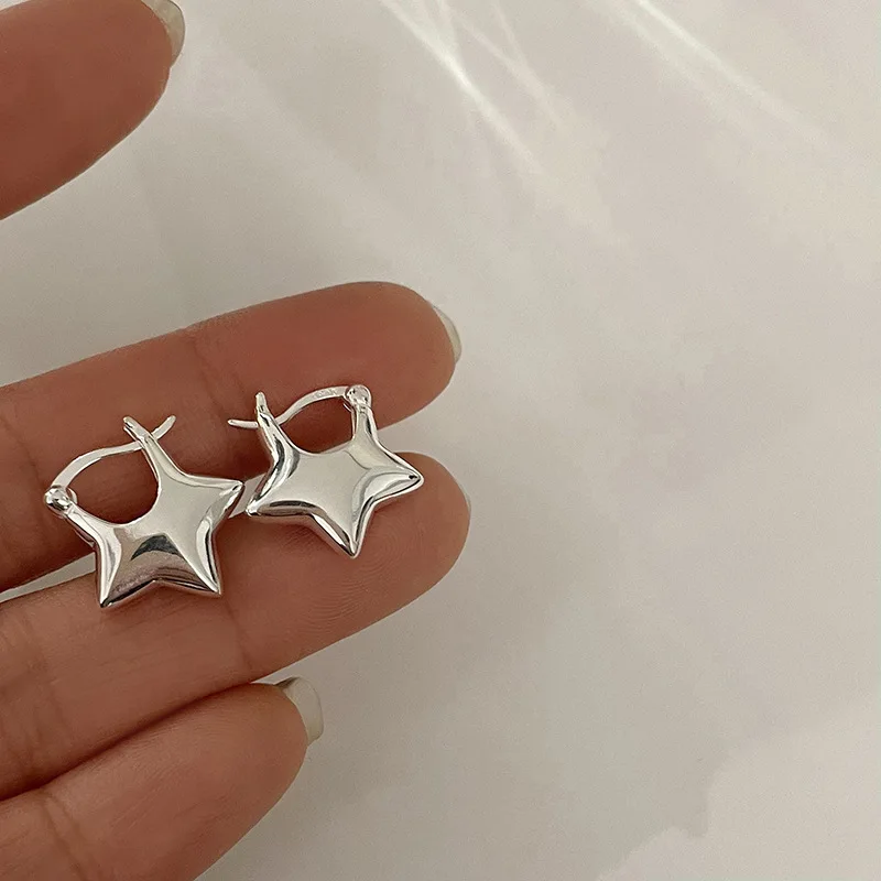 925 Sterling Silver Vintage Simpe Star Kolczyki dla kobiet Modna biżuteria z kolczykami Zapobiegaj alergiom Akcesoria imprezowe Prezent