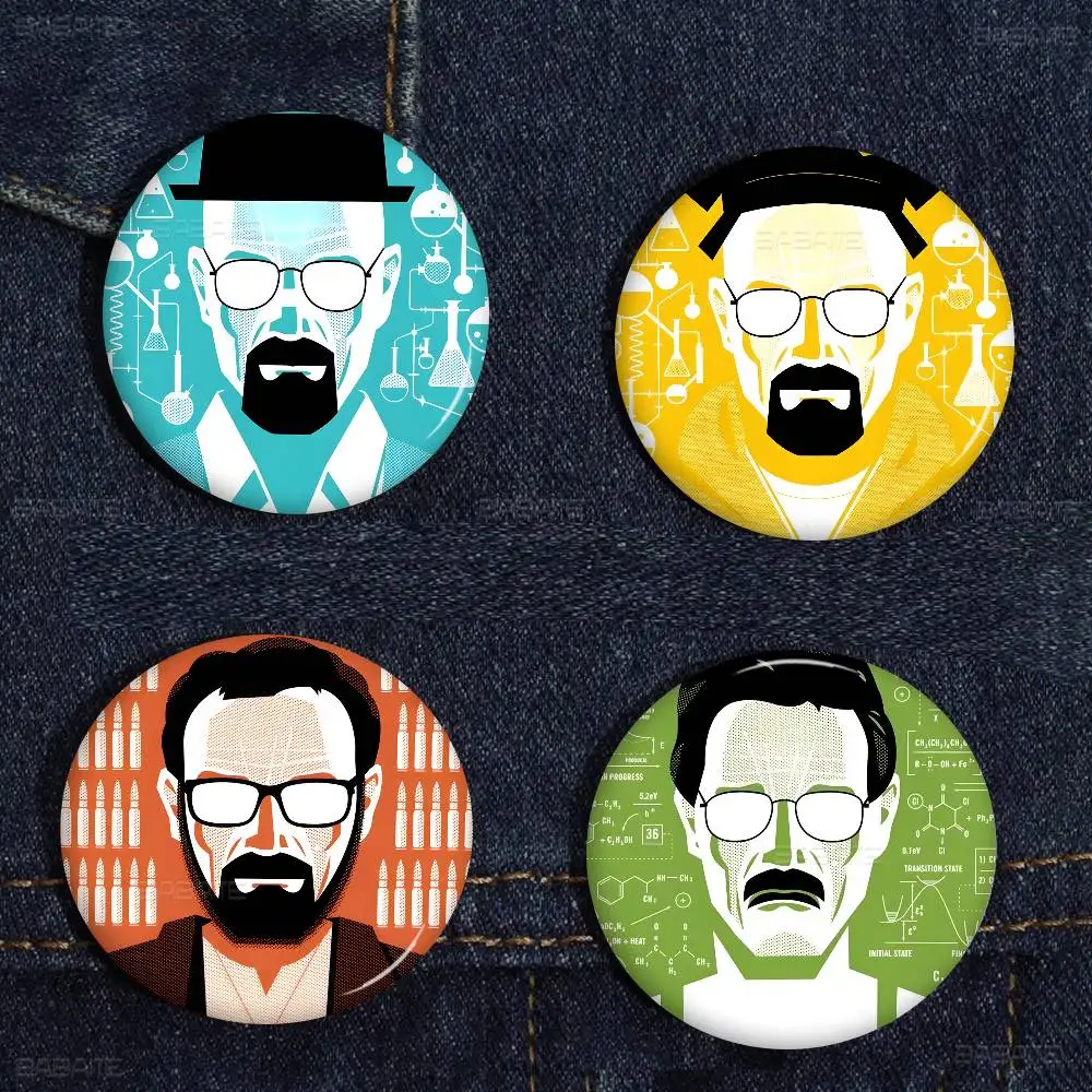 Breaking Bad TV Show Series Creative Pins Funny Faces Round Snap-in Brooch Badge Backpack Hat Accessories Jewelry Gifts