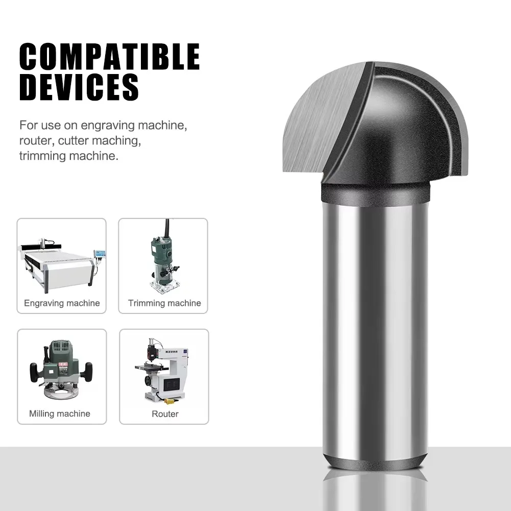 1 Pc 6mm 12mm Shank Round Bottom Router Bit Slotting Cutter Arc Cutter Engraving Machine Milling Cutter Woodworking Tools