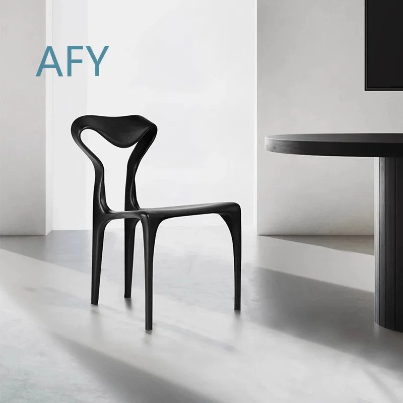 Solid Wood Dining Chair for Modern Home Living Room Table Set Minimalist Italian Design Creative Wabi Sabi Style Unique Shape