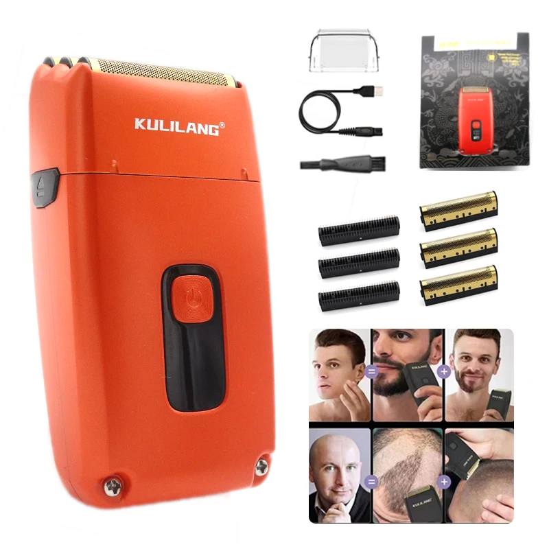 KULILANG R11 Men's Electric Shaver LCD Washable Beard Reciprocating 3-Blade Trimmer Shave System Professional Barber Shaver