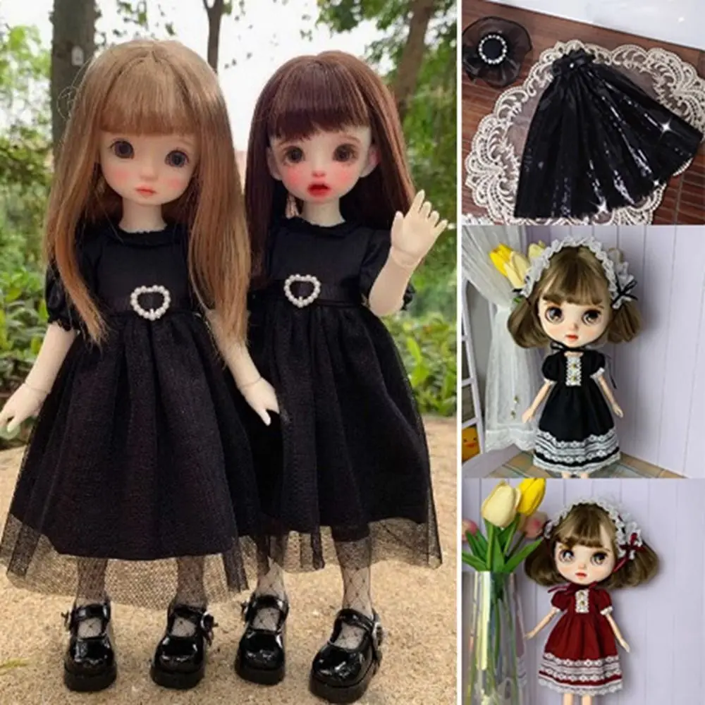 Handmade Lace Dresses Skirt Casual with Headband Strapless Shiny Skirt Fashion DIY Accessories for 1/6 BJD 30cm Dolls