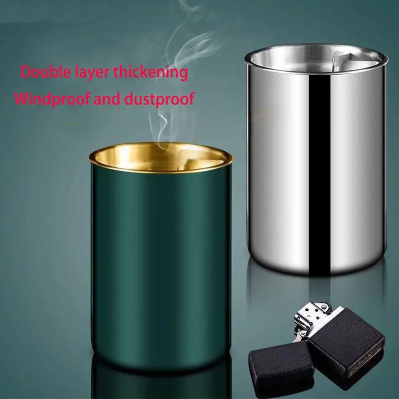 

Creative Stainless Steel Ashtray Funnel With Cover Anti-Fly And Anti-Fall For Household And Car Use
