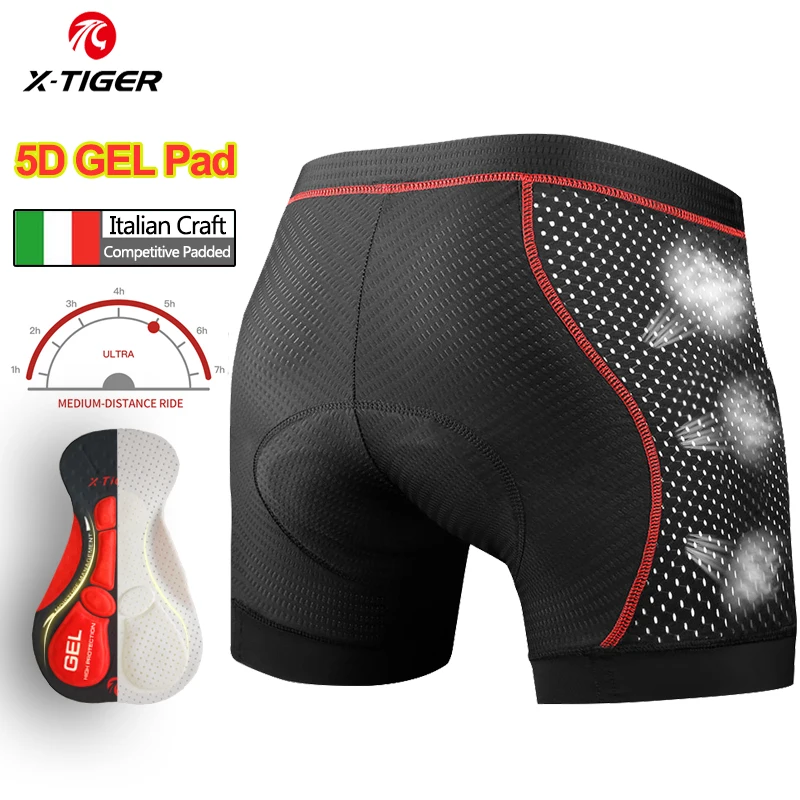 

X-TIGER-Cycling Shorts for Men, 5D Gel Pad, Breathable, Shockproof, Bicycle Underpant, MTB Biking Riding Shorts