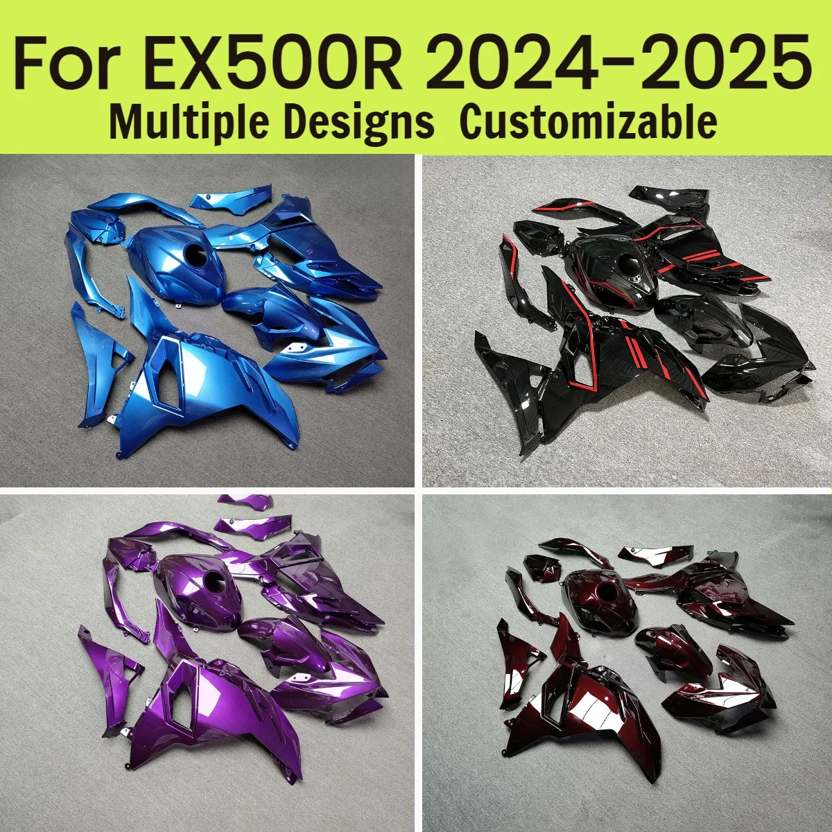 Customizable Fairings for Kawasaki EX500R 2024 2025 Motorcycle Fairing Kit Ninja500 24 25 Bodywork Set