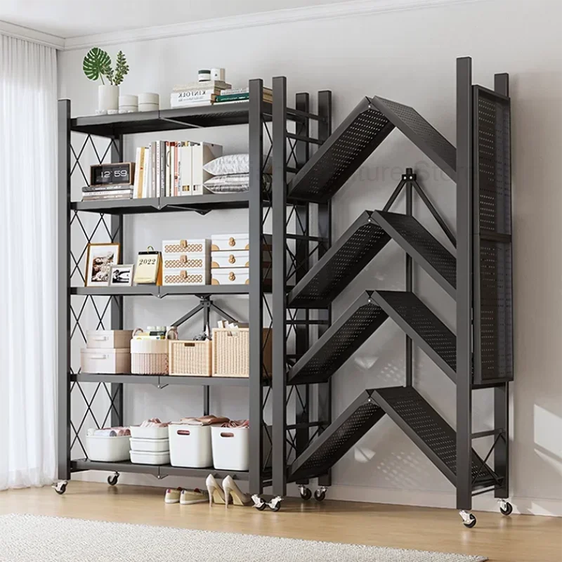 

Simple Folding Bookshelf Mobile Living Room Storage Children Bookcase Iron Artist Household Storage Rack Home Furniture WKBS