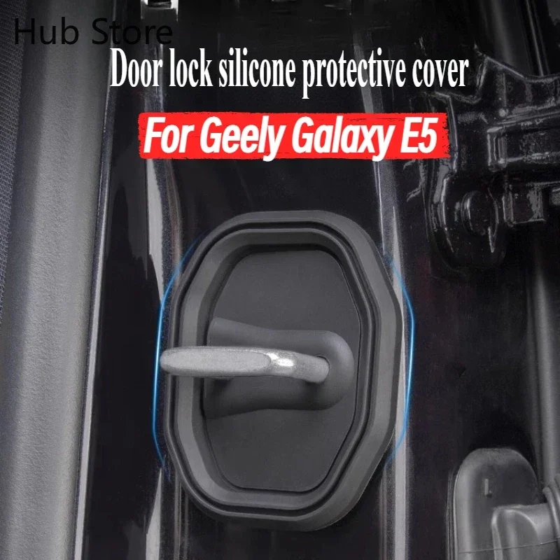 For Geely Galaxy E5 Shock Absorption and Sound Insulation All-inclusive Anti-rust Silicone Door Lock Cover Car Modification