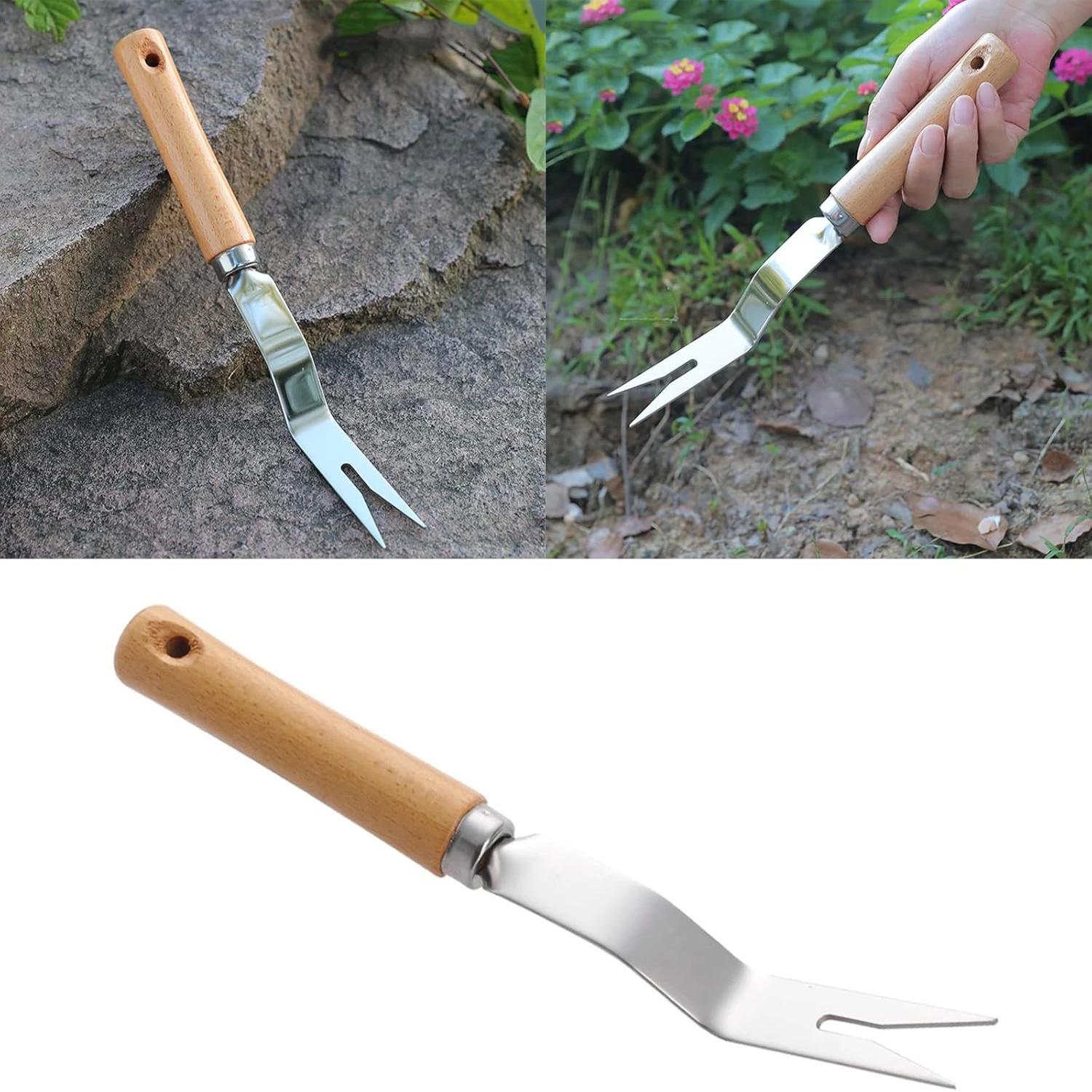 Ideal Gardening Gift: Ergonomic Stainless Steel V-shaped Head Weed Pulling Tool with Comfortable Handle for Effortless Weeding i