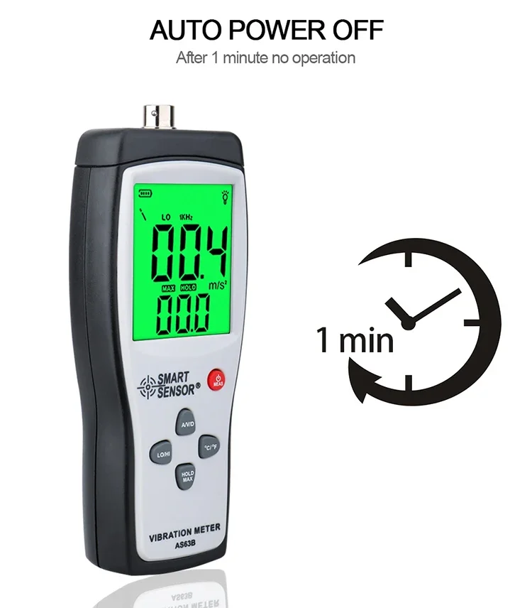 HEDAO AS63B Portable Vibration Meter Digital Handheld Motor Vibration Tester Meter 0.001~199.9mm